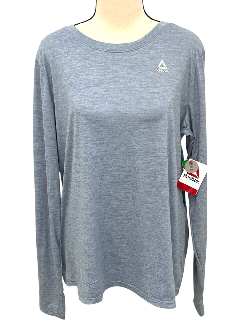 REEBOK | Denim Blue Athletic Shirt Long Sleeve Crew Neck Tshirt Sz XL - Picture 2 of 10